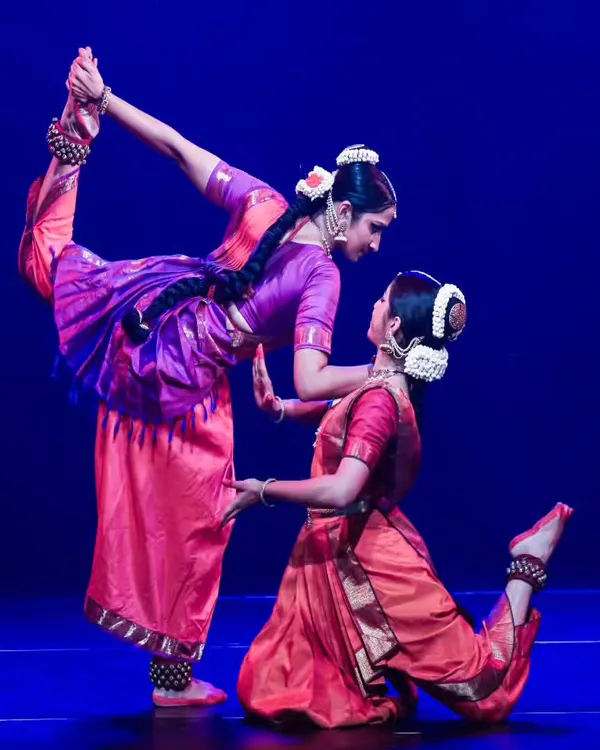 A challenging and beautiful pose from a duet with Apeksha Kamath. This kind of collaborative work requires immense trust, coordination, and a shared artistic vision.
