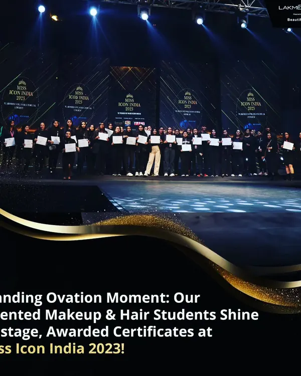 A proud moment for our academy as our hair and makeup students are honored on stage at Miss Icon India 2023. This is the level of industry exposure and recognition you can expect when you train with us.