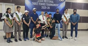 Celebrating our students' gold medal win in the team event at the CISCE Regional Table Tennis Tournament. This group photo captures the pride and teamwork that we encourage at the academy.