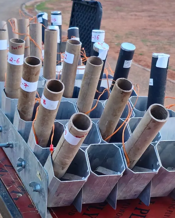 The setup for a spectacular firework show. We carefully arrange and wire each shot to create a synchronized and breathtaking display for grand entrances or finales.