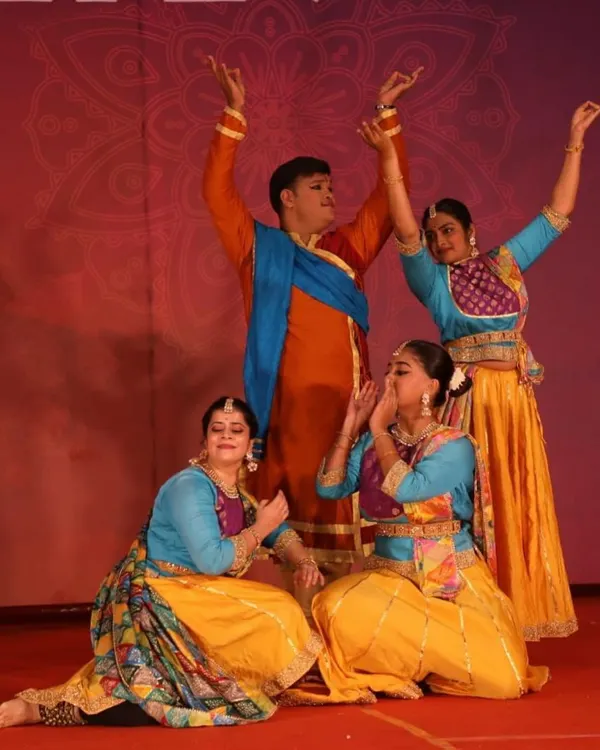 A scene from our Ramayan performance during the Vijayadashami celebrations, where my students and I enact a moment from the epic tale.