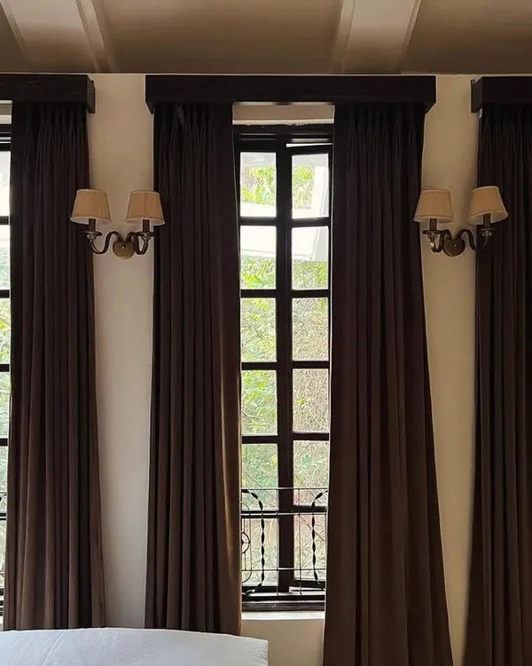 A glimpse of a grand project in progress. These tall, classic French windows are just the beginning of a beautiful Indian classical design coming to life.