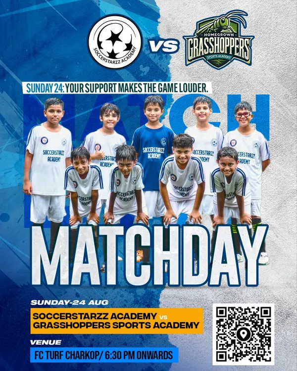 A matchday poster for our game against Grasshoppers Sports Academy. Come and support us, and see what our academy is all about.
