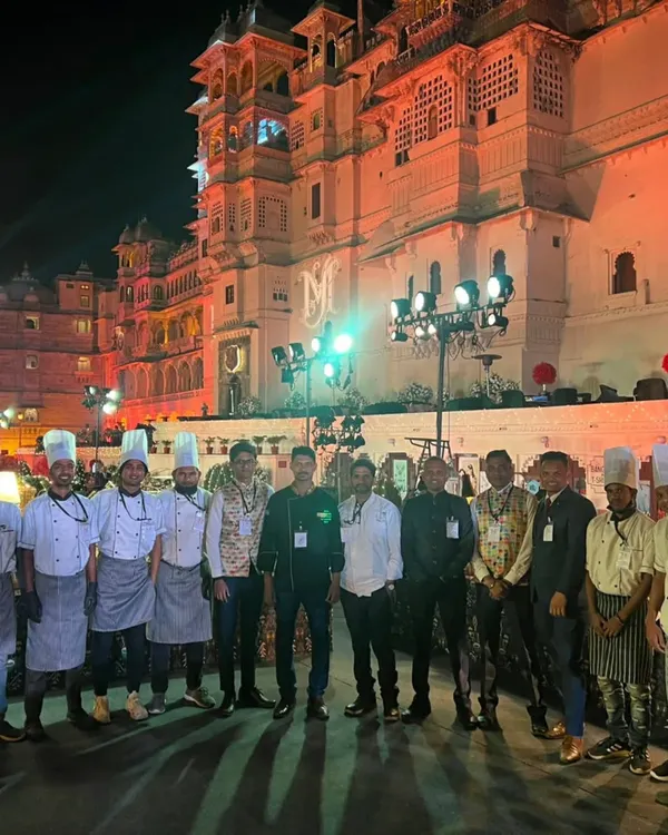My dedicated team of chefs and I at a grand wedding celebration at the City Palace in Udaipur. We bring our passion and expertise to destinations across India, ready to create an unforgettable culinary experience for your big day.