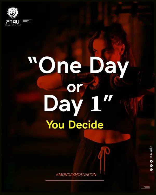 This is the question you should ask yourself every Monday: "One Day or Day 1?" It's a powerful reminder that you have the choice to start your journey today instead of putting it off.