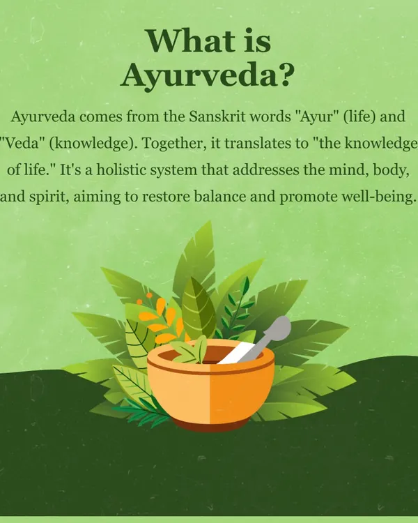 Ayurveda is an ancient science that translates to "the knowledge of life." It is a holistic system that looks at the mind, body, and spirit as one, aiming to restore balance through natural means for true well being.