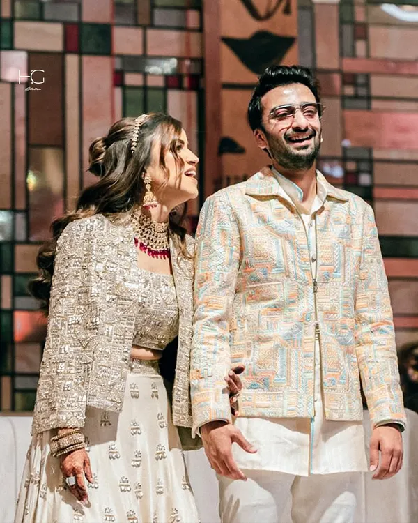 Custom-made elegance for Ayushh's big day. I designed this modern shacket in a beautiful textured fabric, worn over a simple kurta for a relaxed yet sophisticated look.