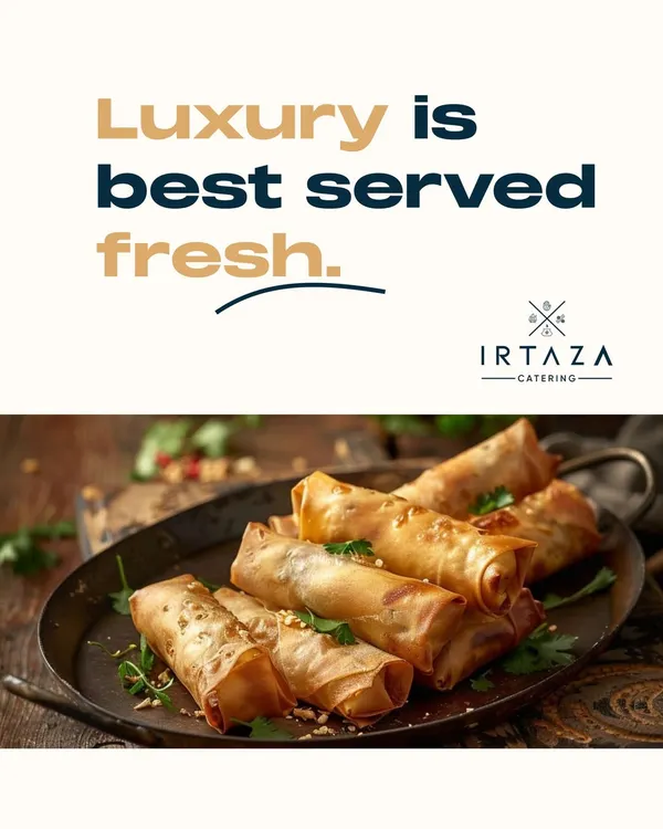 Freshly made spring rolls, perfectly crispy and served on a rustic platter. This is a classic appetizer that I ensure is always served hot and fresh for the best taste.