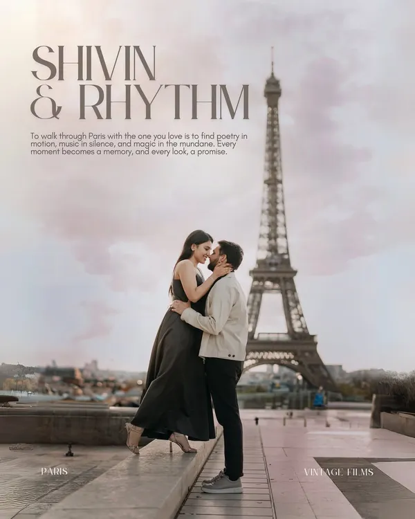 A timeless embrace with the Eiffel Tower as a witness. We believe in creating iconic, romantic couple portraits that feel as grand and beautiful as the love story they represent. This moment in Paris captures the magic of a destination pre-wedding shoot.