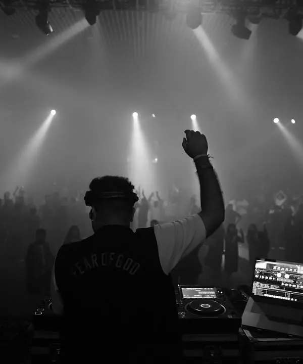 This is my zone. Behind the decks, reading the crowd, and getting ready to drop the beat that makes the whole room jump. It's about controlling the energy and creating a moment everyone remembers.