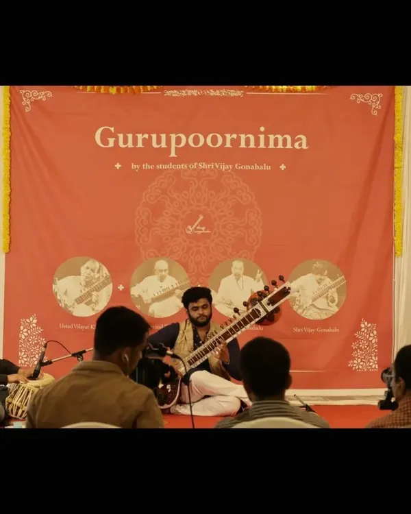 Performing at the Gurupoornima celebration in 2022, an event dedicated to honoring our teachers.