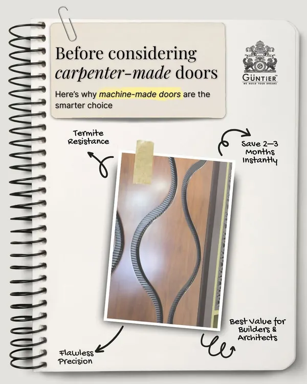 Forget the delays and errors of carpenter-made doors. My machine-made doorsets offer flawless precision, termite resistance, and save you months of on-site work. It's the smarter choice for builders, architects, and homeowners.