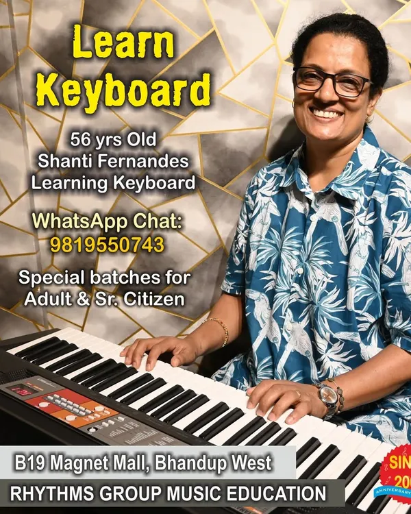It is truly never too late to follow your passion. We are proud to have students like 56-year-old Shanti Fernandes, who is joyfully learning the keyboard in our special batch for adults and senior citizens.