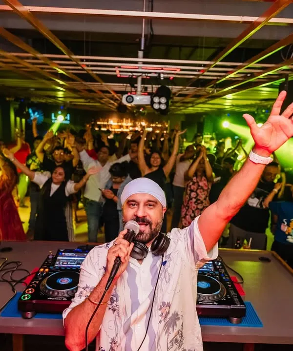 Hyping up the crowd at a fun Bollywood party at Gawky Goose, Bangalore. It's all about that interaction and making sure everyone is part of the show.