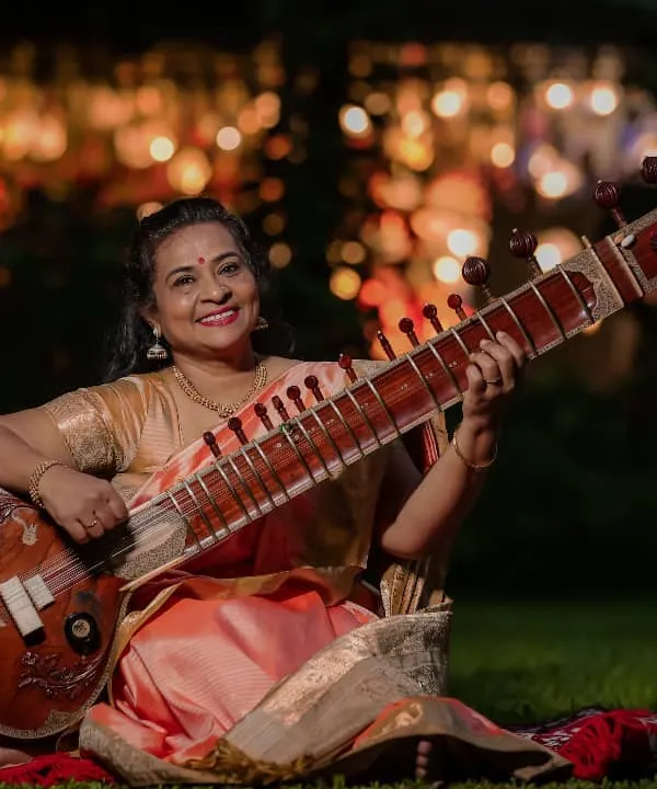This is a moment of pure joy with my sitar. I believe music connects us all, and I bring this passion to every performance, whether it's for a private gathering or a large festival.
