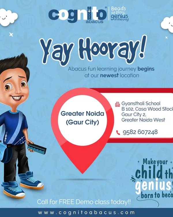 We are now open in Greater Noida West (Gaur City). Our center at Gyansthali School offers a convenient location for families in the area looking for quality abacus brain development classes.