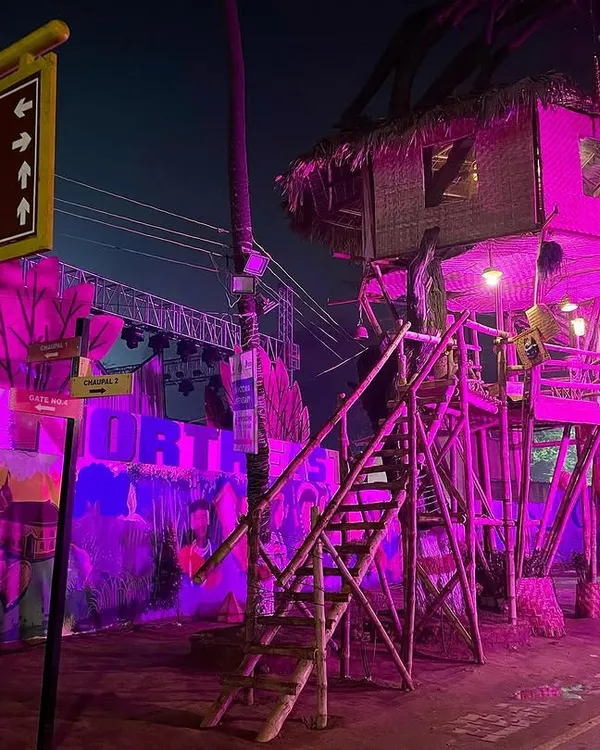 This bamboo treehouse was one of our highlight installations for the Surajkund Mela. We designed and built the entire structure, integrating it with landscape lighting to create this magical look at night. This is what event landscaping is all about for us.