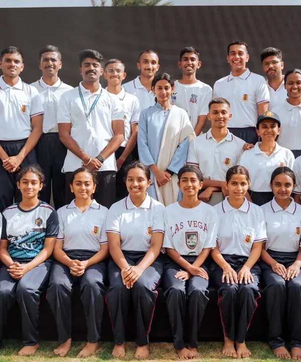A group photo with the enthusiastic students at the Global Academy of Technology after our International Day of Yoga session. Their insightful questions about meditation and focus were truly inspiring.
