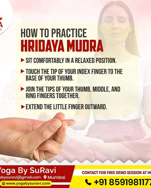 Learn to practice Hridaya Mudra, a simple hand gesture to support heart health and emotional balance by improving energy flow.