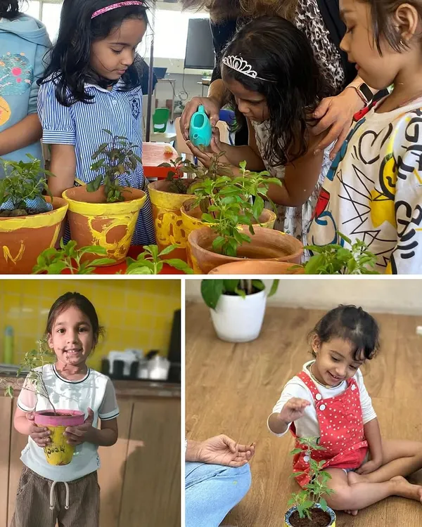 A collage from our weekend Gardening Workshop. Little gardeners got their hands dirty, painted pots, and learned about nature in this fun, practical session.