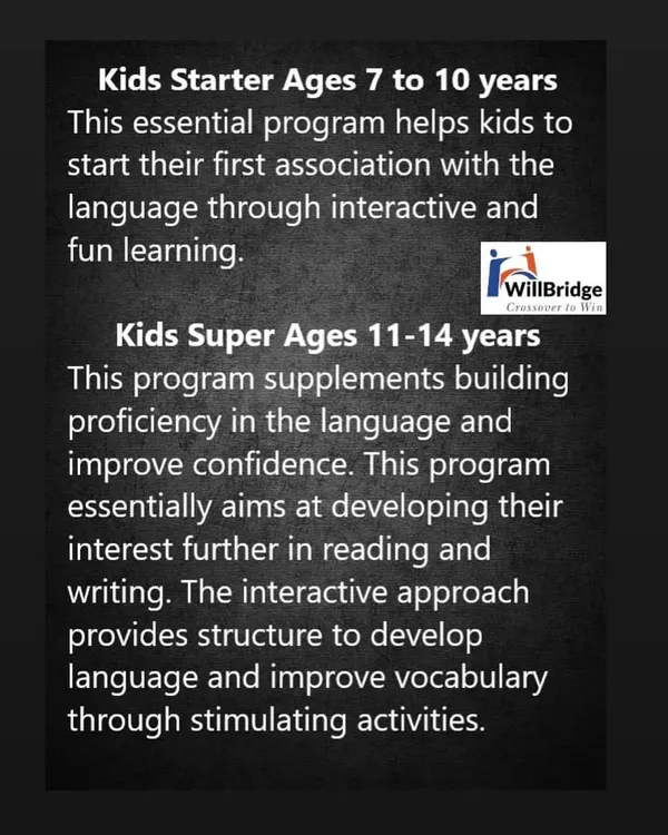 We offer structured programs for different age groups to ensure the learning is just right for your child. The Kids Starter program focuses on fun and games for younger children, while the Kids Super program helps older kids master public speaking, reading, and writing.