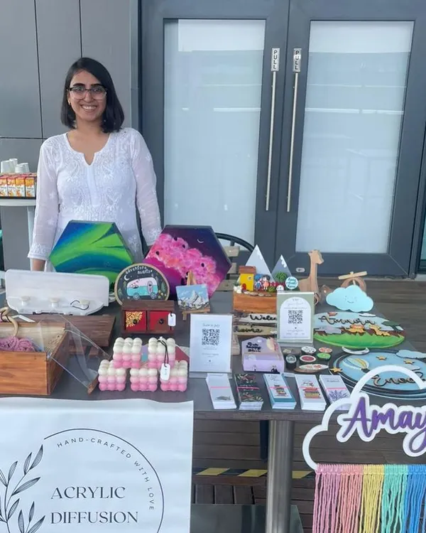 Here I am at my very first stall! It was an amazing experience to display all my handcrafted products and connect with so many wonderful people. Your support for my small business means the world to me.