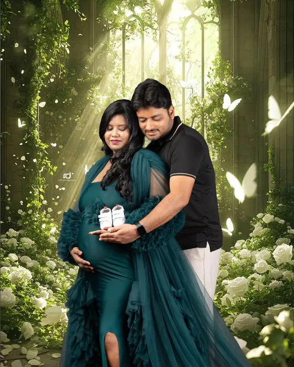 A fairytale dream come to life. I use creative editing to place you in a magical forest setting, complete with ethereal light and butterflies, for a truly unique maternity portrait.