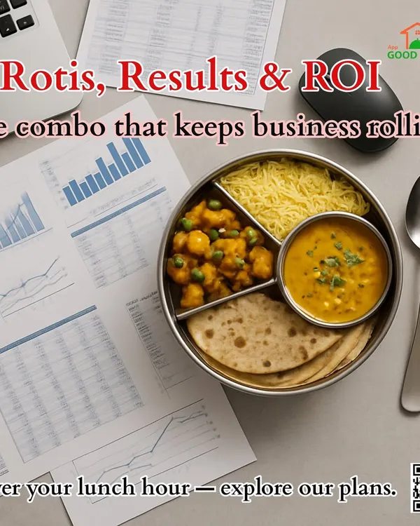 Fuel your team's productivity with a lunch that means business. Our tiffin-style meals, featuring balanced options like roti, sabzi, and dal, are the perfect combo to power through the workday.