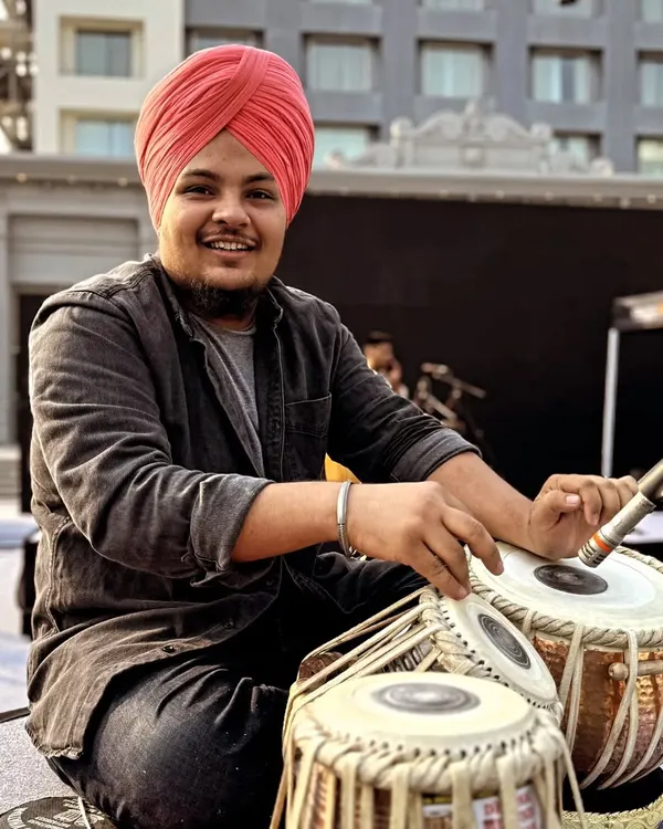 A happy moment during sound check in Indore. This is the time to get comfortable with the stage and the sound before the audience arrives.