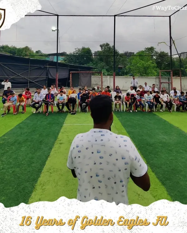 Addressing our players and their families during our 16th-anniversary celebration. Open communication and community involvement are at the heart of our academy.