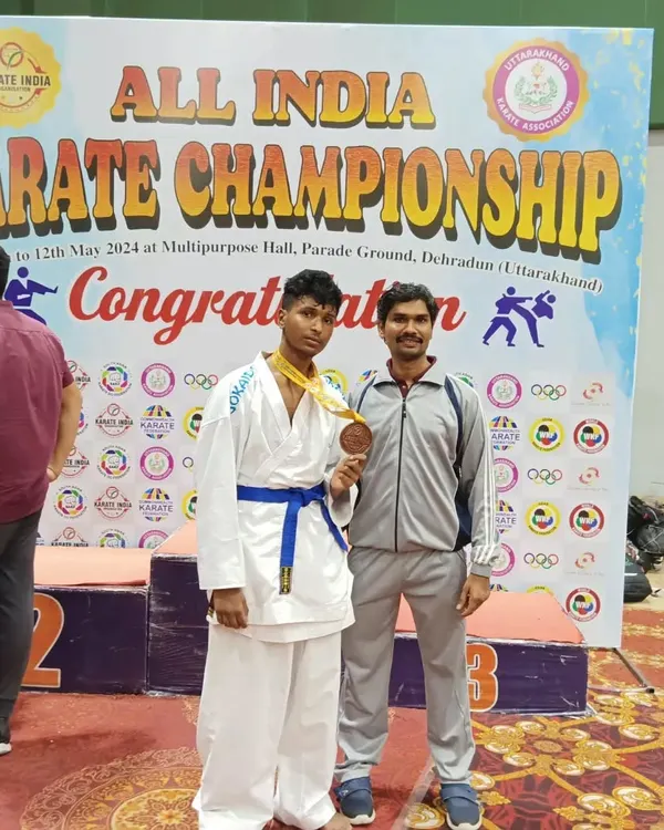 Namaste. I am delighted to share that my student Neeraj B won a Bronze Medal at the official National Level Karate Championship in Dehradun, organized by the Karate India Organisation (KIO).