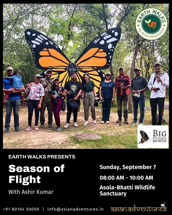 A happy group photo from our "Season of Flight" butterfly walk at Asola-Bhatti Wildlife Sanctuary. Our walks bring together a community of people who share a curiosity and love for nature.