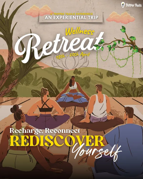 Recharge, Reconnect, Rediscover Yourself. This poster for my Wellness Retreat invites you to join a journey of self-discovery and healing from the 18th to the 20th of April.