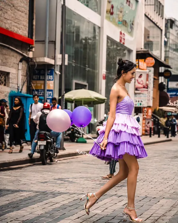This "purple fairy" photoshoot was so much fun. This shot captures a feeling of freedom and joy as I walk through the streets of Bengaluru.