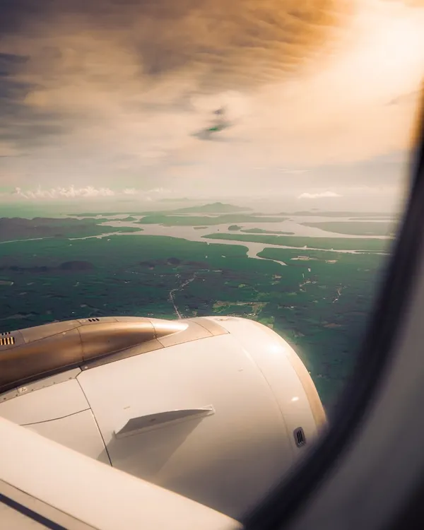 The view from my window seat flying into Krabi, Thailand. The start of another solo backpacking adventure filled with rain, peace, and new friends.