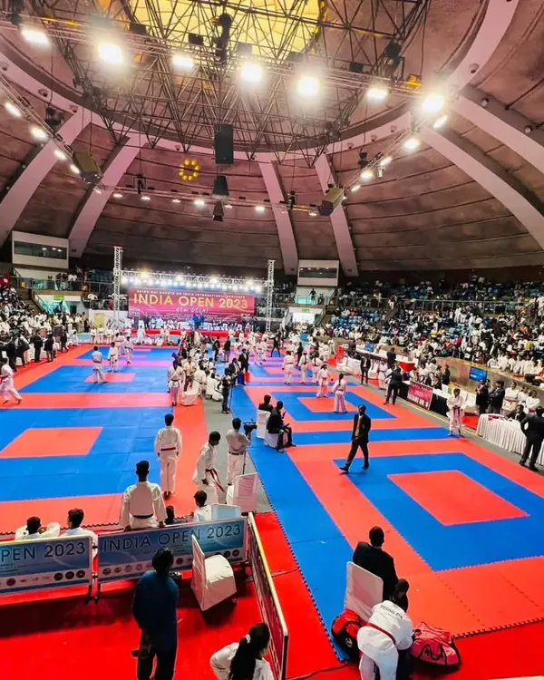 The grand stage of the India Open International Karate Championship 2023 at Talkatora Indoor Stadium. An arena where our athletes proved their mettle against international competition.