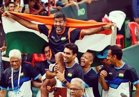 A moment of pure pride and honor. Carrying tennis legend Rohan Bopanna on my shoulders as he bids a final goodbye to his incredible 21-year Davis Cup career. These are the moments we live for.