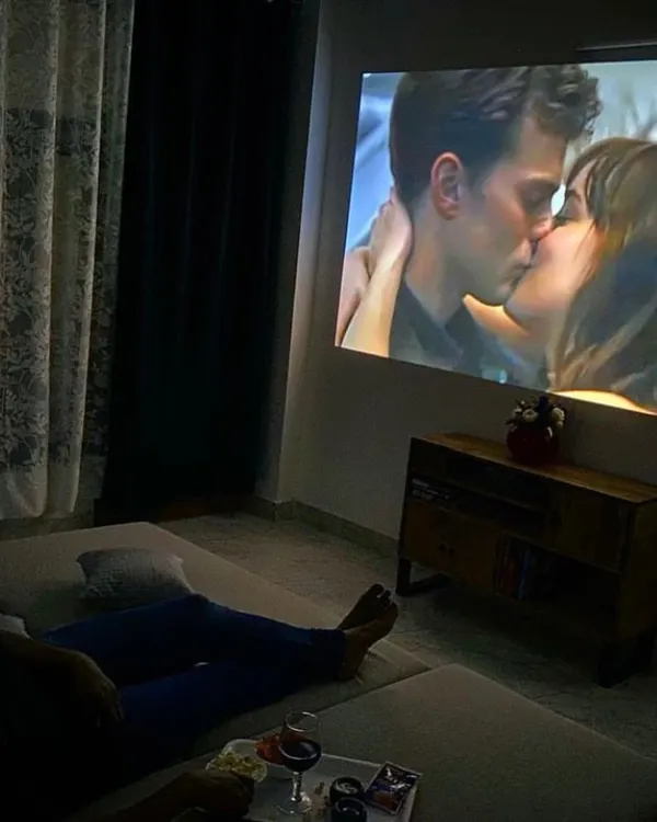 This is the ultimate Netflix date night. Get comfortable on the floor mattress with snacks and wine and lose yourselves in a movie on the big screen.