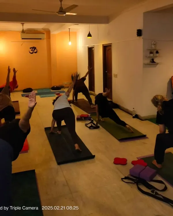 Here is a glimpse into the energy of our group yoga sessions. We move together through a dynamic flow, with each person encouraged to find their own rhythm in our supportive GK-2 studio.