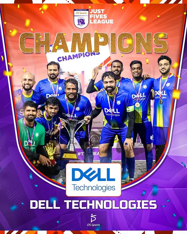 Champions of the Just Fives League Corporate Edition 2: Dell Technologies. A fantastic performance from a team that showed skill, strategy, and unity to lift the trophy.