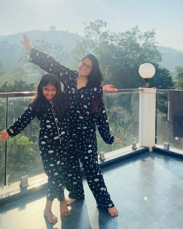A beautiful moment between a mother and daughter, both wearing our matching navy cloud print pyjama sets. These are made from 100% cotton for ultimate comfort.