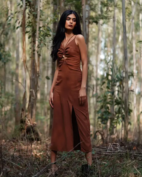 This is what I mean by a cinematic moment. We were deep in the woods, and the light, the wind, and the quiet strength of the subject all came together. It’s more than a portrait; it’s a scene from a story we created.
