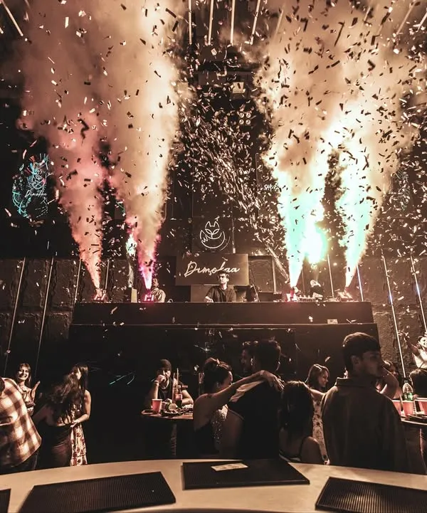 A massive confetti and CO2 blast during my set at Dimokaa. I turn regular club nights into full-scale productions that leave a lasting impression.