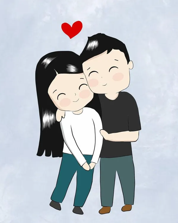 I can create cute, custom digital illustrations to capture your relationship. This simple, heartwarming drawing is a perfect example of how I can turn your love story into a unique piece of art.