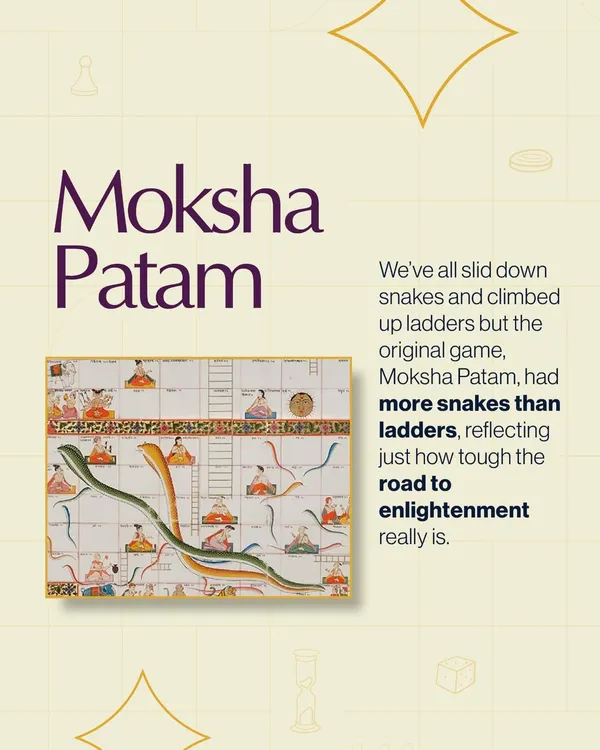 Did you know Snakes and Ladders originated in India as Moksha Patam? It was a tool for teaching morality, with more snakes than ladders to show the tough road to enlightenment. We explore these histories in our board game sessions.