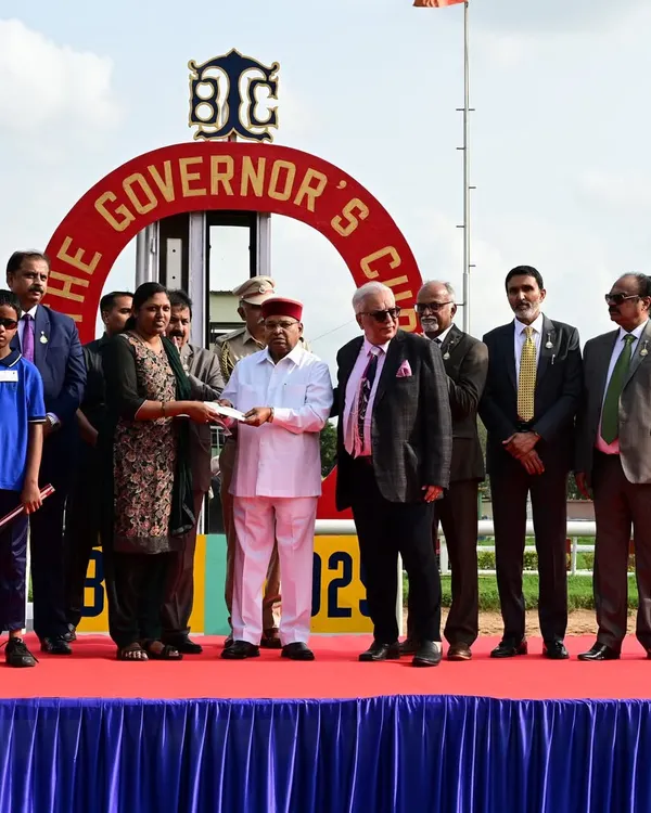 The Trustees of the Bangalore Turf Club Charitable Trust presenting a donation to the Sri Acharya Rakum School for the Blind and Underprivileged. We believe in giving back to the community.