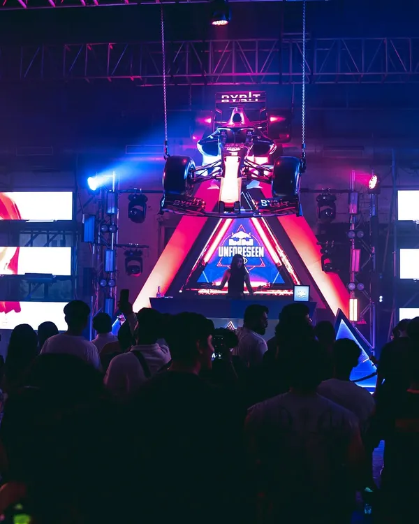 This is the energy I live for. DJing under a Red Bull racing car suspended from the ceiling was an absolutely wild experience. I love it when brands go all out to create an unforgettable party.
