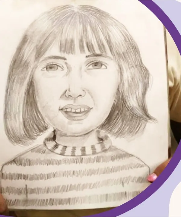 This realistic portrait was created by one of my 9 year old students, showcasing what is possible with dedicated coaching. I guide students through the fundamentals of portrait drawing, including understanding facial anatomy and shading techniques, to help them bring their subjects to life on paper, even if they are just starting out.