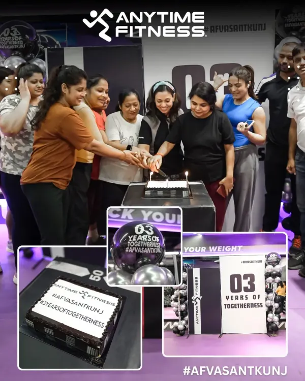 Celebrating three incredible years of togetherness. Our members and staff cut the anniversary cake, marking another milestone for our fitness family.