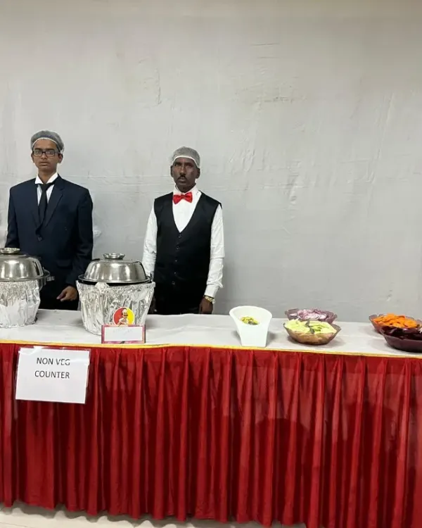 A separate non vegetarian food counter at a birthday party. I always provide distinct counters for veg and non veg food to respect dietary preferences.